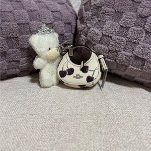 Coach Cream Mini Bag Charm with Dark Red Cherry Accents
